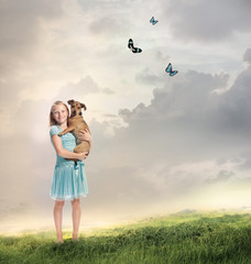 Poster - Girl with Her Dog