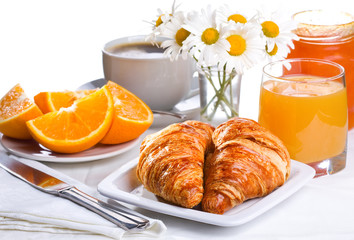 Wall Mural - breakfast with croissants