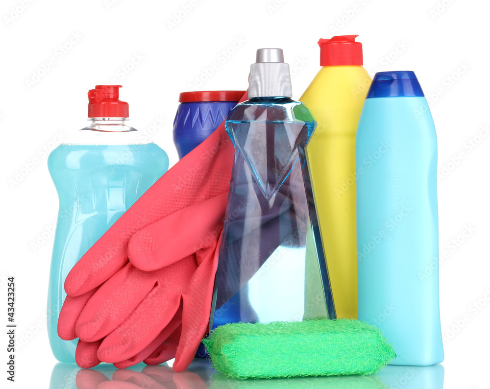 Cleaning items isolated on white