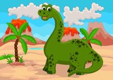 Fototapeta Dinusie - funny cartoon dinosaur