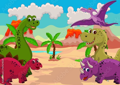 Naklejka na drzwi funny dinosaur cartoon