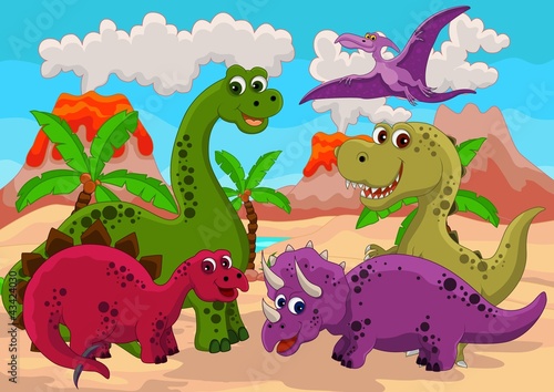 Fototapeta dla dzieci funny dinosaur cartoon