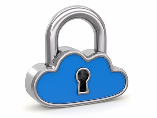 Poster - Cloud computing as padlock. Security concept