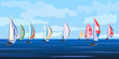 Vector illustration of sailing yacht regatta.