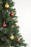 Fototapeta Londyn - Christmas Tree and Decorations on White Background