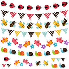 Sticker - summer garden bunting and garland set.