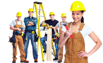 Canvas Print - Group of industrial workers.