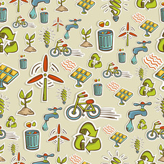 Wall Mural - Ecology icons pattern