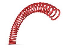 Red Bent Spring Spiral On White Background