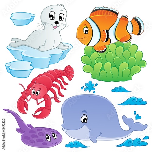 Fototapeta dla dzieci Sea fishes and animals collection 5