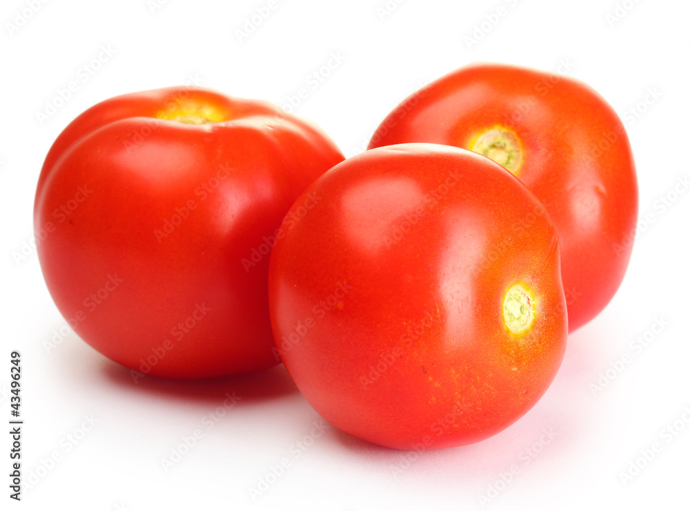 Ripe red tomatoes isolated on white