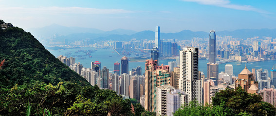 Fototapete - Hong Kong mountain top view