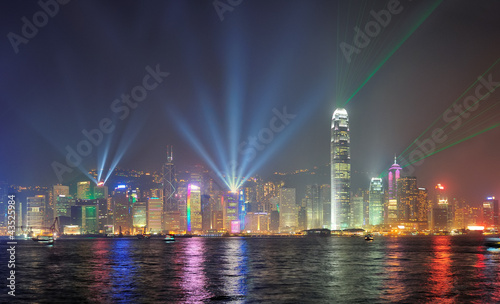 Tapeta ścienna Hongkong skyline w nocy