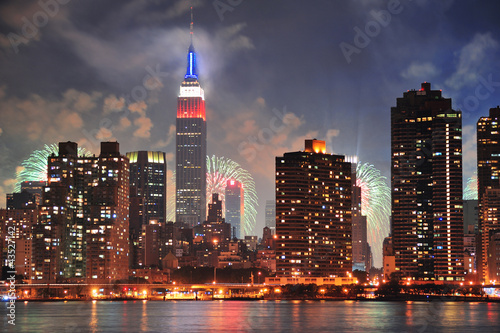 Plakat na papierze fotorealistycznym Nowy Jork manhattan Midtown o zmierzchu