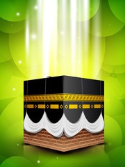 Wall Mural - Beautiful View of Qaba or Kabaa Shareef on shiny green backgroun