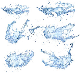 Wall Mural - Water splashes collection isolated on white background