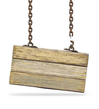 Old Color Wooden Board With Broken Chain. Vector Illustration