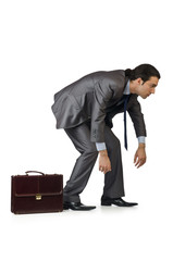 Wall Mural - Man with briefcase on white