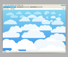 Aufkleber - Opened browser window template with clouds