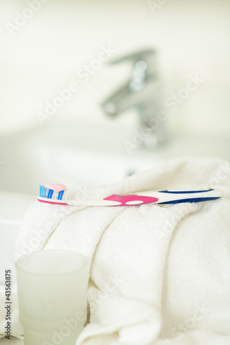 Fotografie, Obraz Toothbrush with toothpaste close-up teeth hygiene