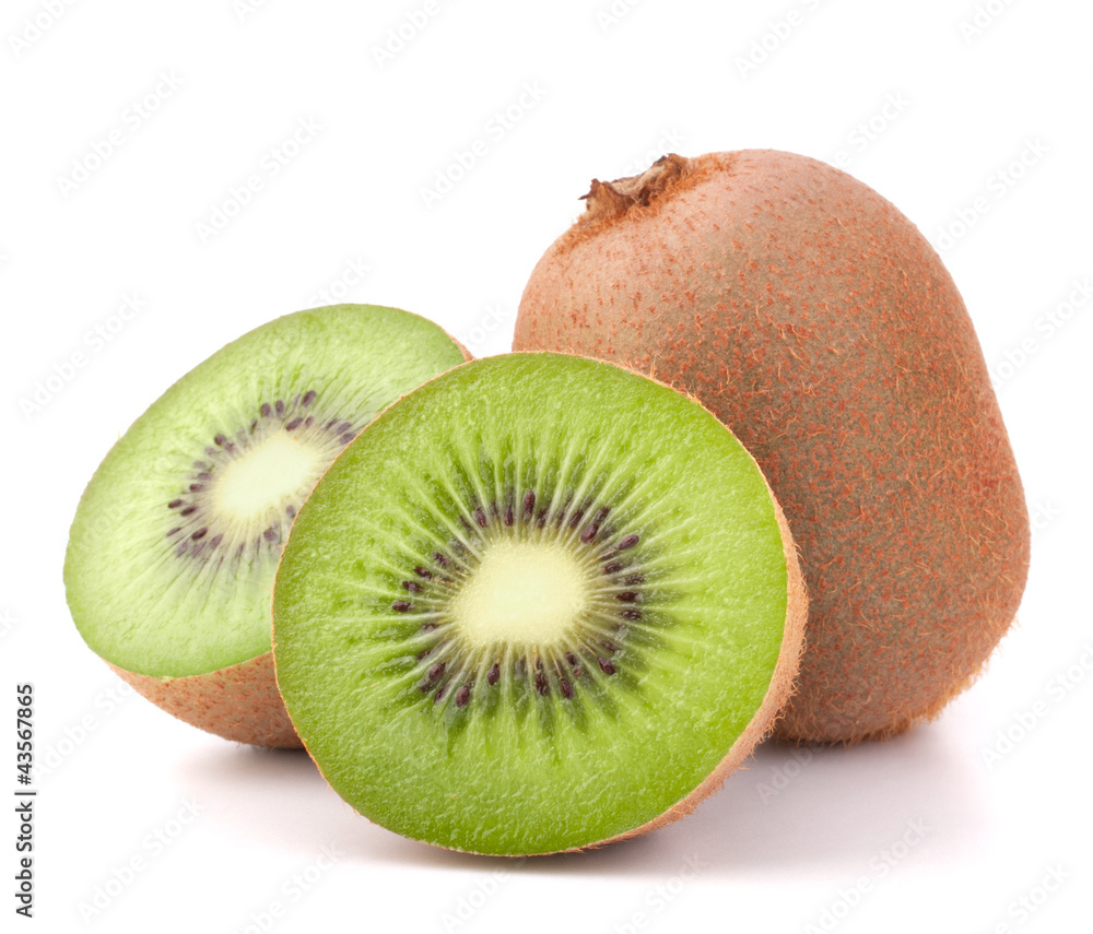 Whole kiwi fruit and his segments - obrazy, fototapety, plakaty 