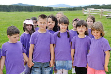 Wall Mural - happy kids group  have fun in nature