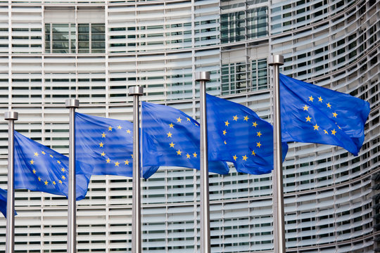 european flags in brussels