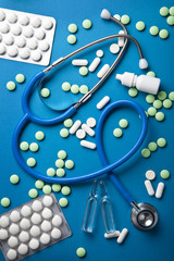 Wall Mural - stethoscope and pills