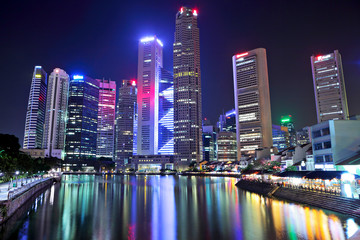 Sticker - Singapore city skyline at night