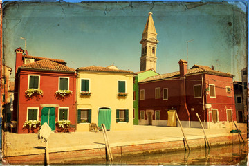 Sticker - Burano, Venice - old paper - old card