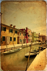 Sticker - Burano, Venice - old paper - old card