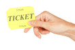 Woman's hand holding a colorful ticket