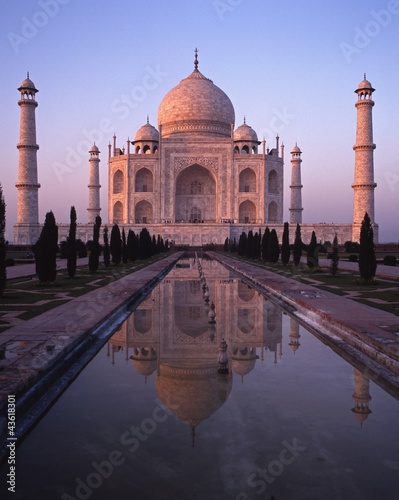 Fotoboard na płycie Taj Mahal o zachodzie słońca, Indie © arena photo uk