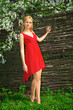 © Sergios - Young beautiful blonde woman in a red dress