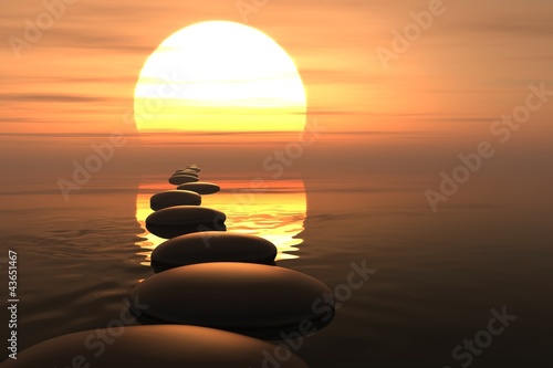 Obraz w ramie Zen path of stones in sunset