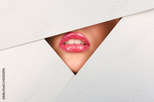 Naklejka - mata magnetyczna na lodówkę Beautiful female lips