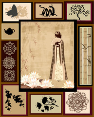 Fotomurales - Chinese girl national patterns