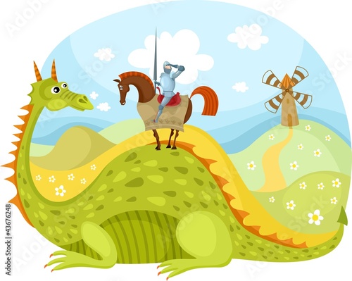 Obraz w ramie dragon and knight