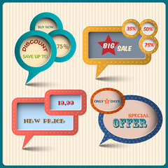 Wall Mural - four various bubbles for design. retro style