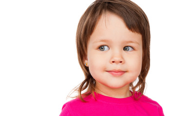 Portrait of a beautiful girl, isolated on white