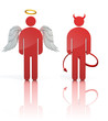 shoulder angel and devil 3d icons isolated