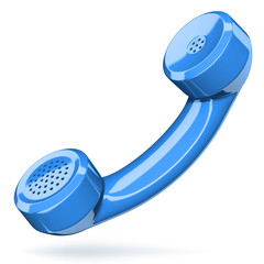 Telephone handset on white - contact 3d concept