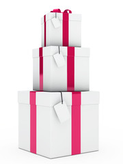 Poster - gift boxes pink white stack