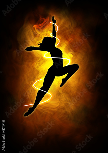 Fototapeta dla dzieci Silhouette illustration of a woman figure dancing