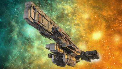 Wall Mural - spaceship and nebula