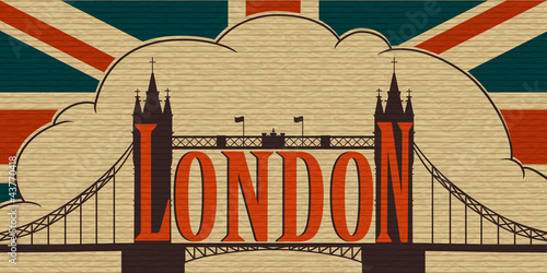 Naklejka nad blat kuchenny London, Tower Bridge on the background of the flag of the UK
