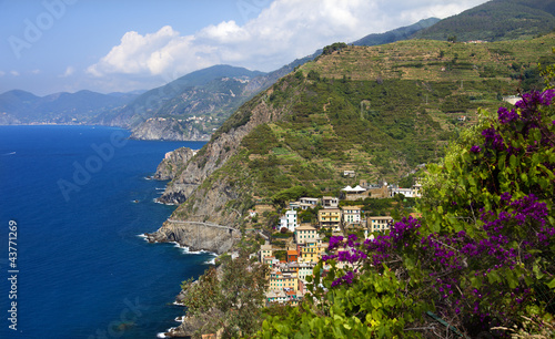 Obraz na płótnie canvas czteroczęściowy "tetraptyk" Cinque Terre (Liguria, Włochy)