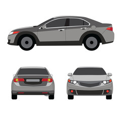 Large sport sedan three side view vector illustration