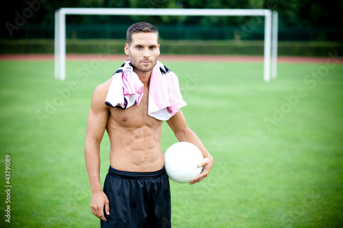Portrait Of A Shirtless Football Soccer Player Standing On The Buy This Stock Photo And Explore Similar Images At Adobe Stock Adobe Stock
