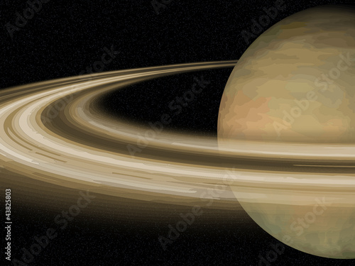 Naklejka samoprzylepna Układ słoneczny: saturn na czarnym tle kosmosu